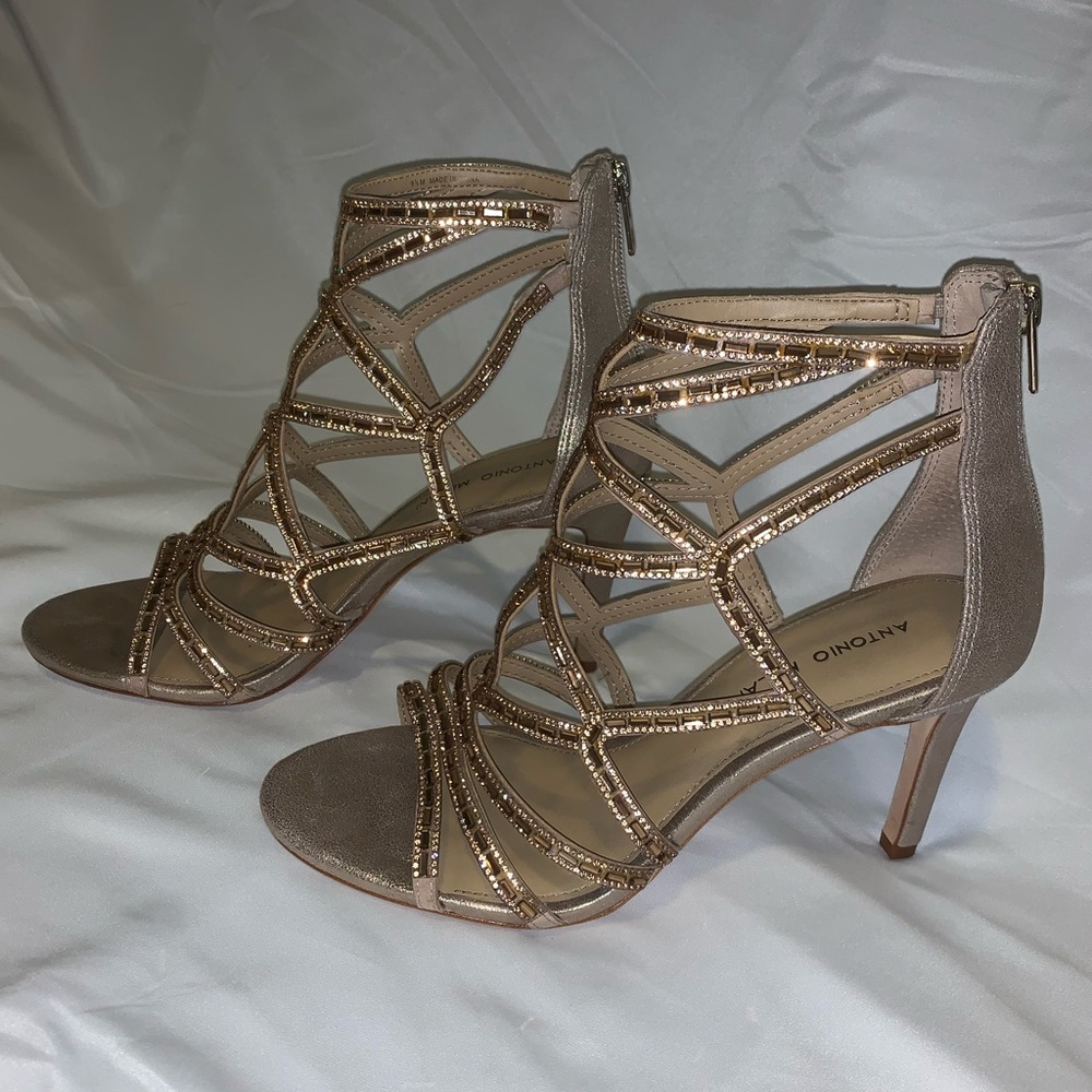 Antonio Melani gold stone heels